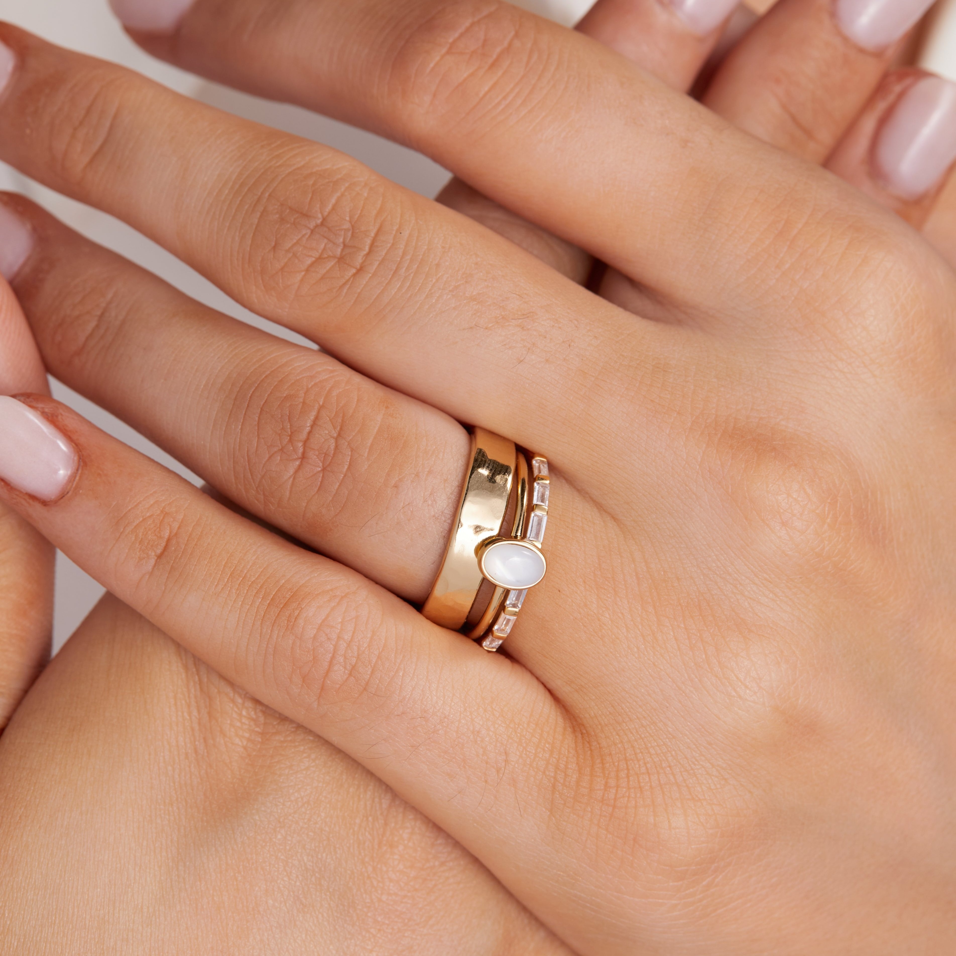 Gold Petite Oval Pearl Ring