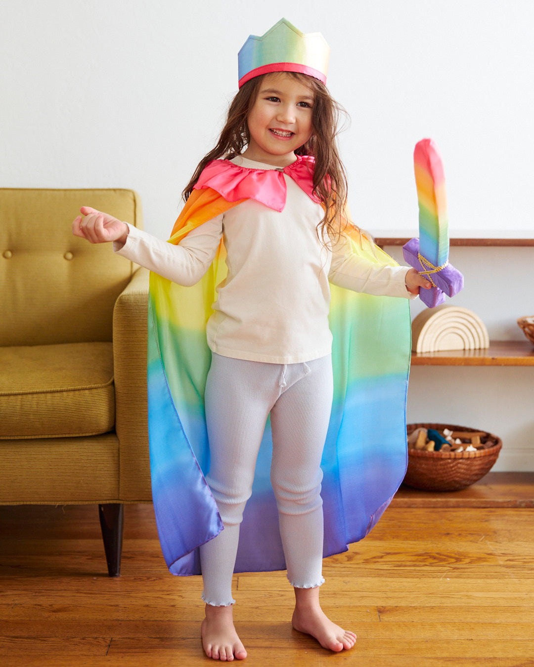 Rainbow Silk Cape for Dress-Up and Play