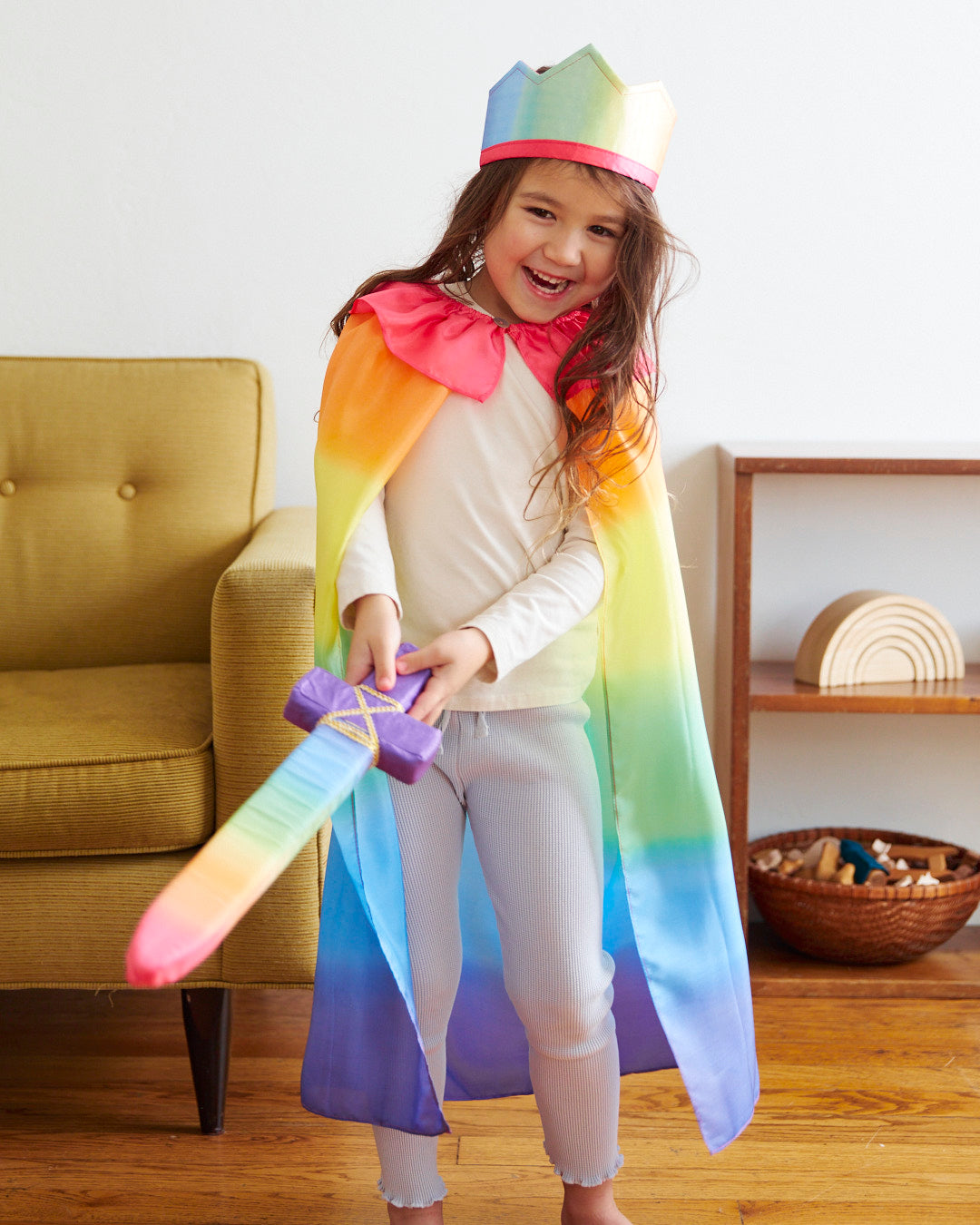 Rainbow Silk Cape for Dress-Up and Play