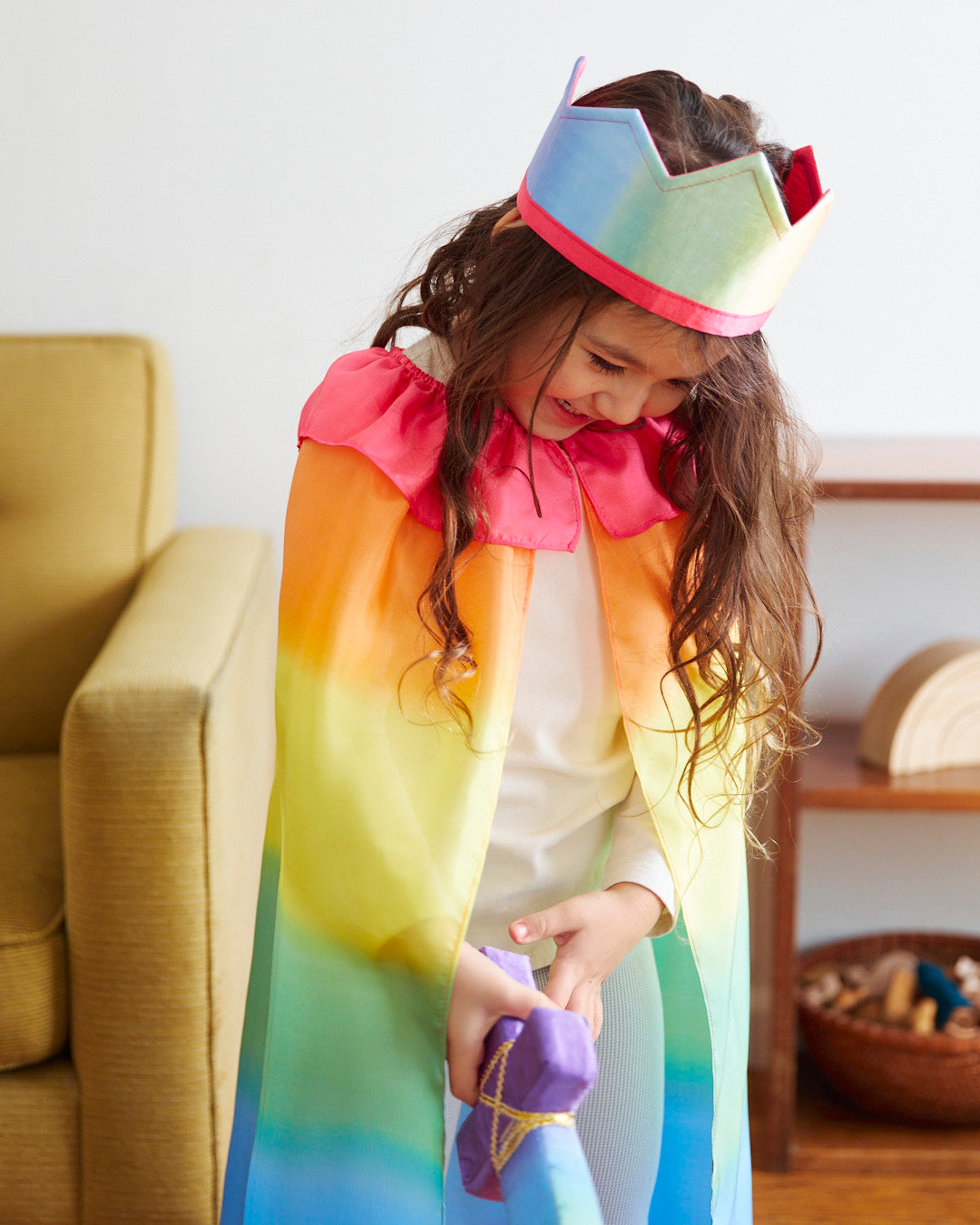 Rainbow Silk Cape for Dress-Up and Play