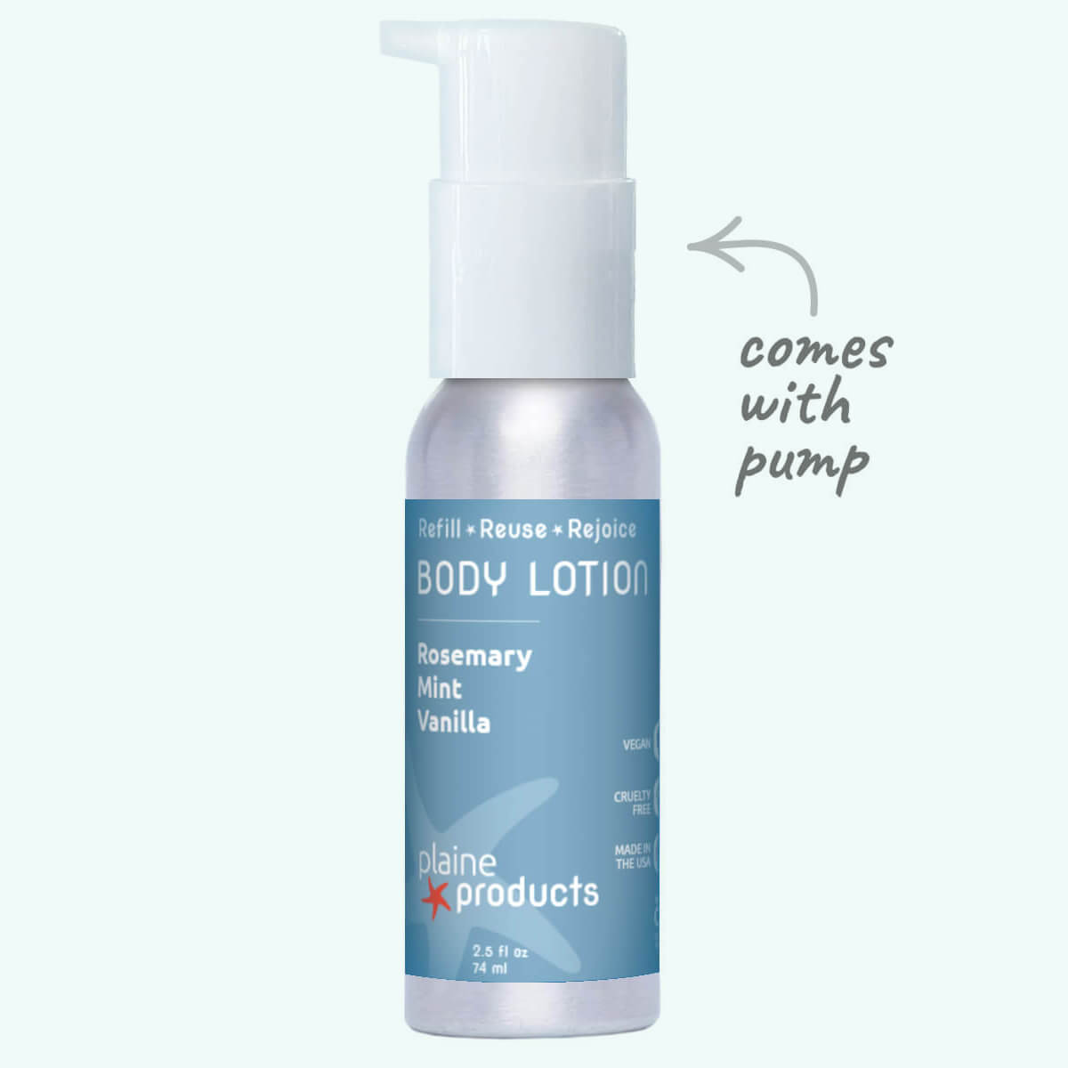 Refillable Body Lotion 16oz and 2.5oz Sizes