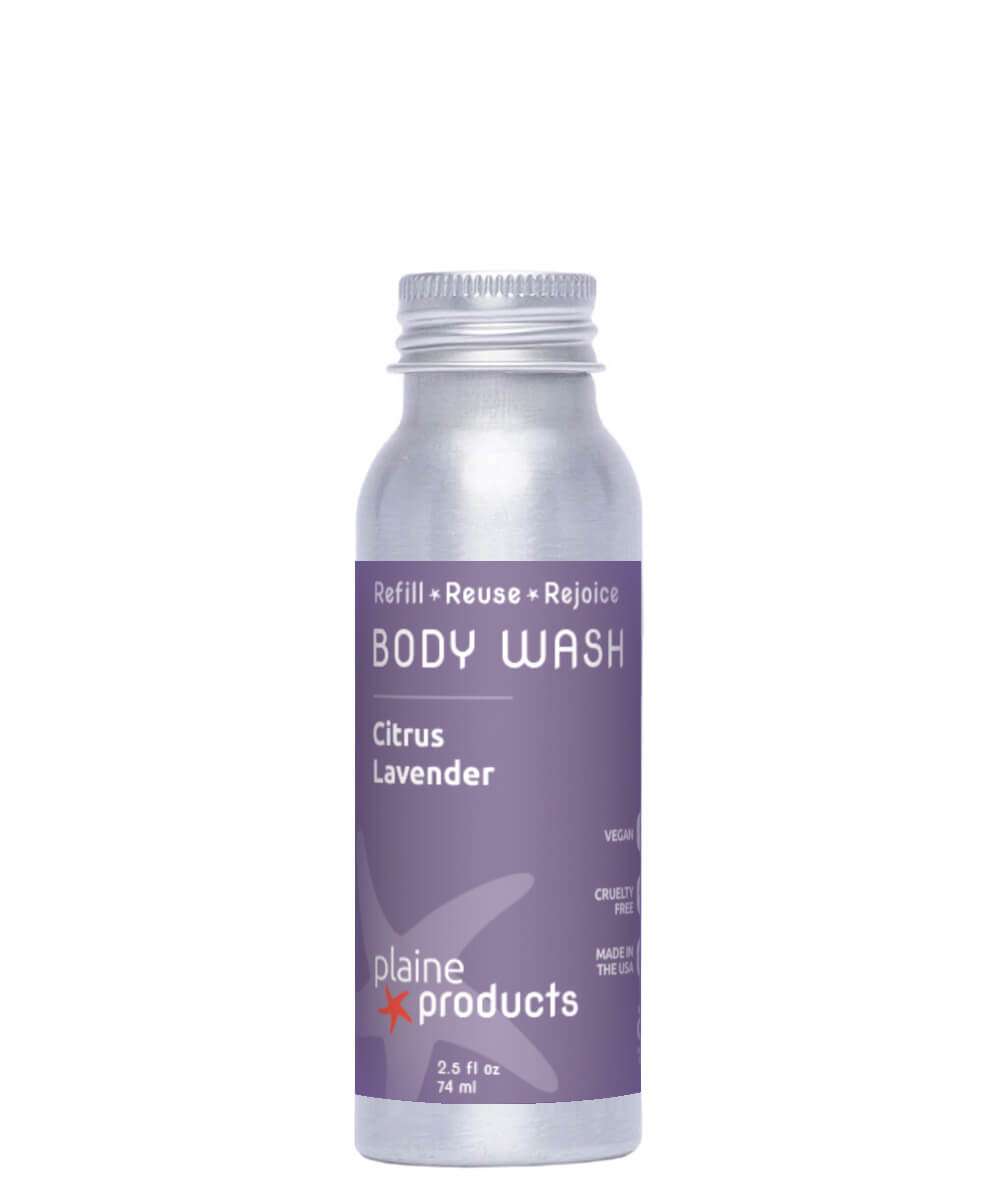 Refillable Natural Body Wash 16oz and 2.5oz Sizes