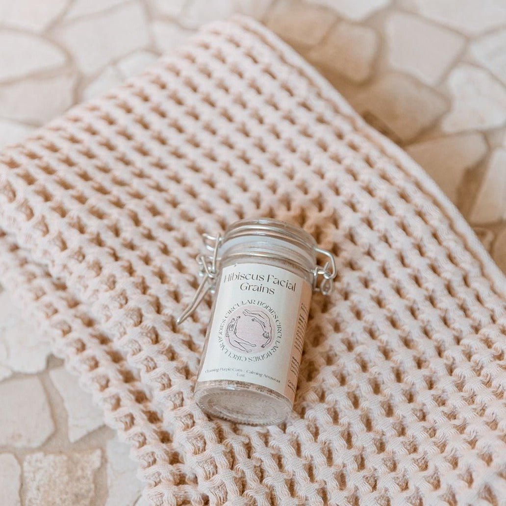 Circular Bodies LLC Hibiscus Facial Grains - Plastic Free Face Scrub, Mask, Cleanser, All Skin Types