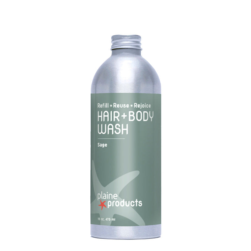 Refillable Vegan 2-in-1 Shampoo + Body Wash 16oz and 2.5oz Sizes